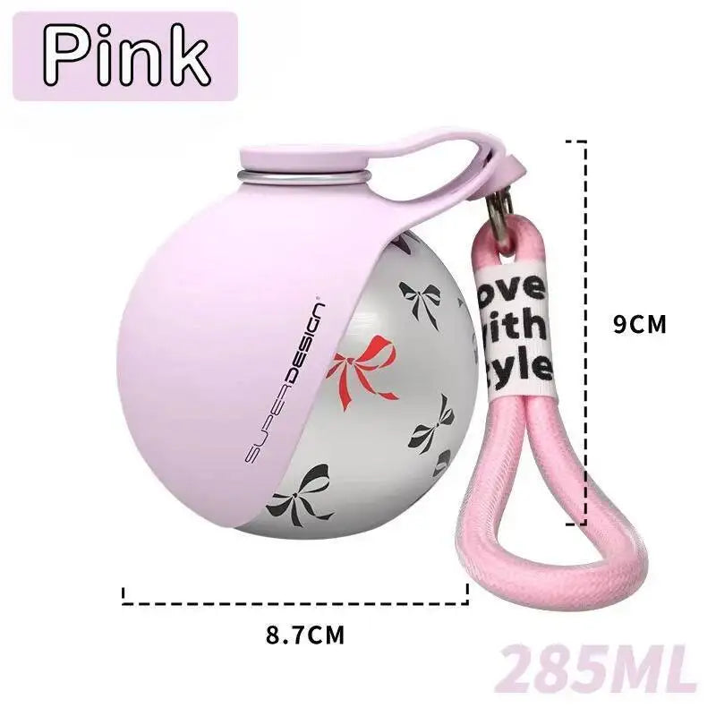 Stainless Steel Water Bottle Outdoor Dog Walking Folding Portable Water Cup with Lanyard Hook Leakproof Dog Water Drink Bottle