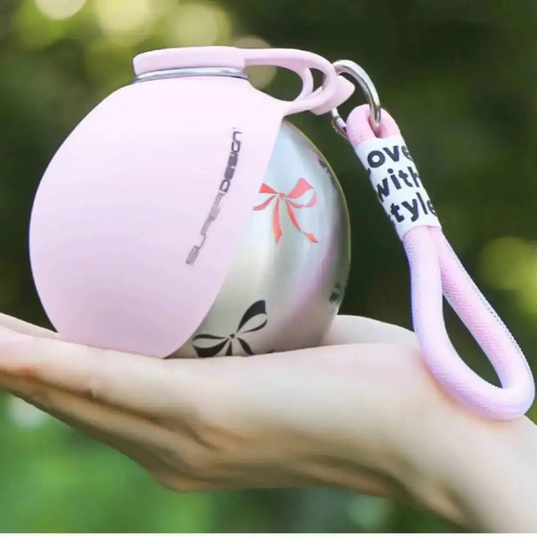 Stainless Steel Water Bottle Outdoor Dog Walking Folding Portable Water Cup with Lanyard Hook Leakproof Dog Water Drink Bottle
