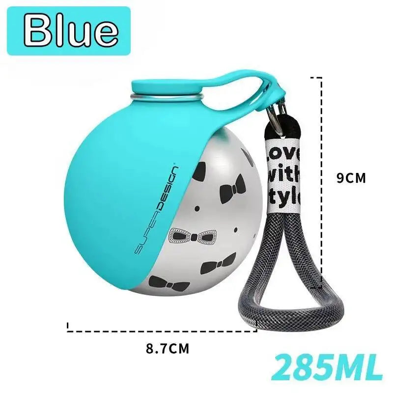 Stainless Steel Water Bottle Outdoor Dog Walking Folding Portable Water Cup with Lanyard Hook Leakproof Dog Water Drink Bottle
